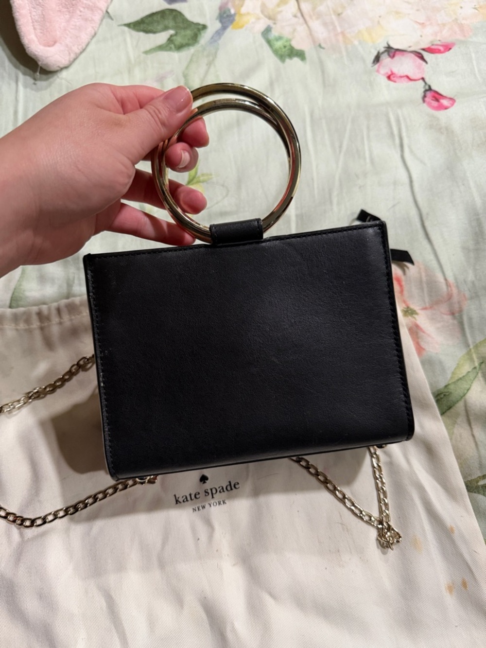 kate spade Black Leather Mini Ring-Handle Crossbody - Picture 2 of 6